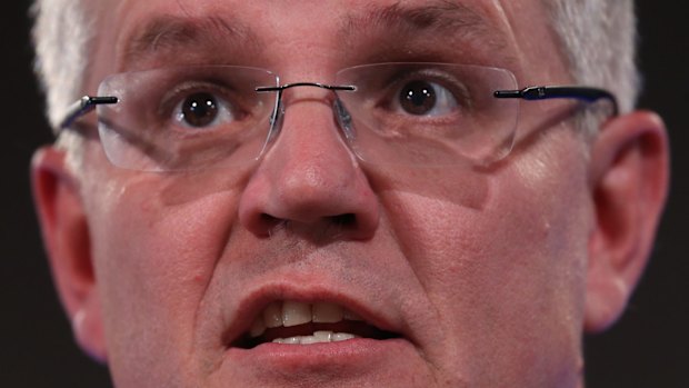 Treasurer Scott Morrison gets animated during his Press Club speech.