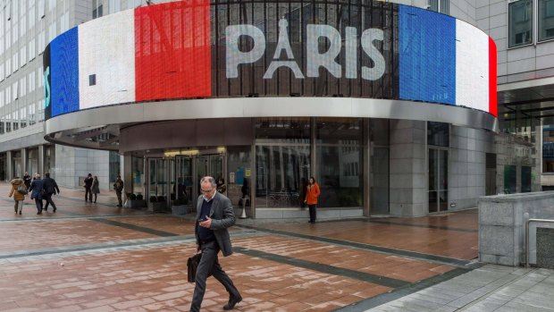 The entrance to the European Parliament in Brussels on Tuesday.