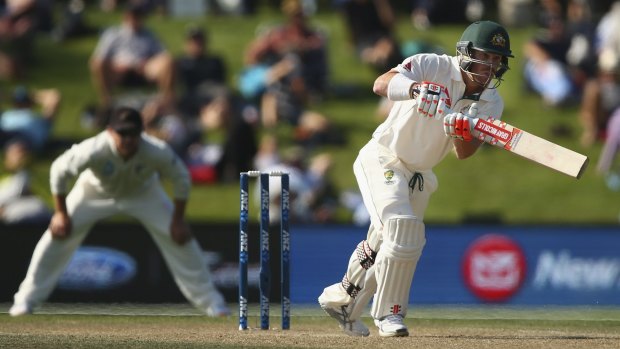 Targeted: David Warner bats during the Test between New Zealand and Australia at Hagley Oval in Christchurch.