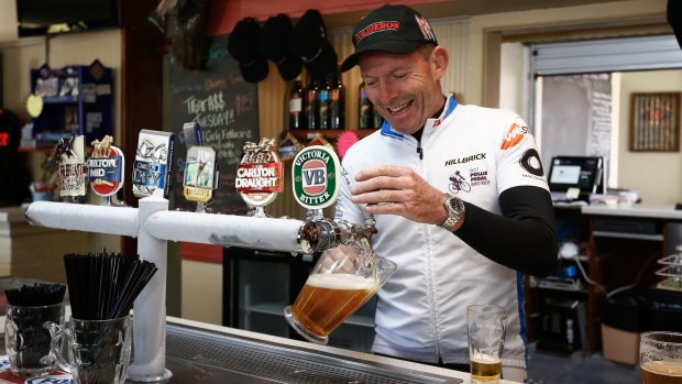 Former Prime Minister Tony Abbott, pictured during this year's Pollie Pedal tour.