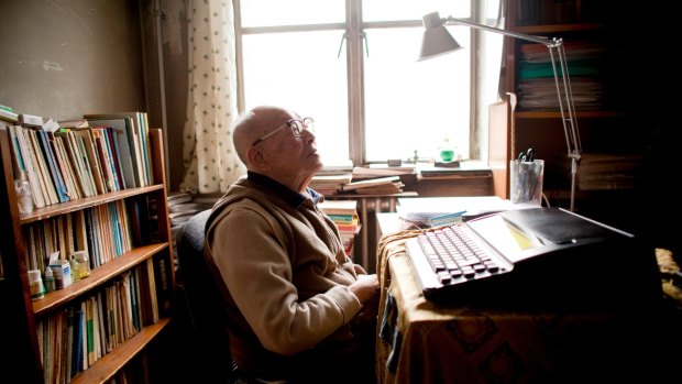 Zhou Youguang, then aged 106, in his study in Beijing in December 2011.  
