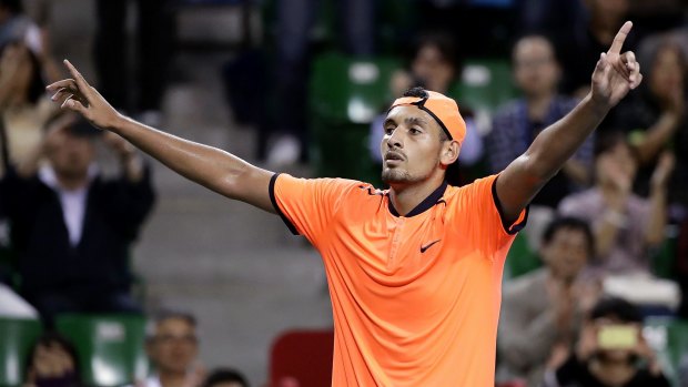 Reason to smile: Nick Kyrgios has moved to a career-high No.13 in the world rankings.