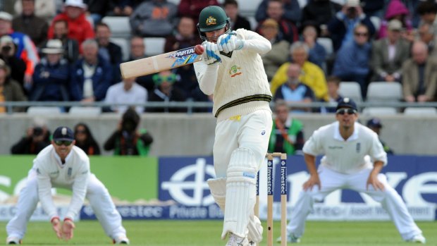 Struggling to find form ... Michael Clarke couldn't save Australia as the side slumped on day two of the Test at Edgbaston.