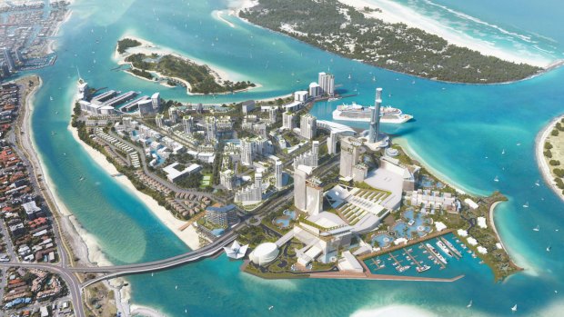 The state government rejected a casino and resort development proposed for Wavebreak Island on the Gold Coast.