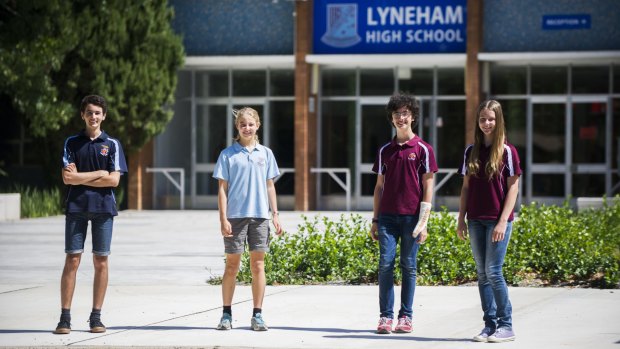 Lyneham High year 9 students, Peter Gedeon, Elise Palethorpe, Kiran Phillipps, and Georgie Lyall.