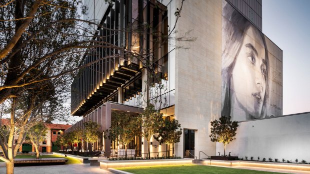 The Westin Hotel, Perth, features a mural by street artist Rone.