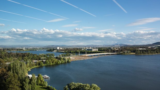 Hot: Lake Burley Griffin is one option to cool off this weekend.