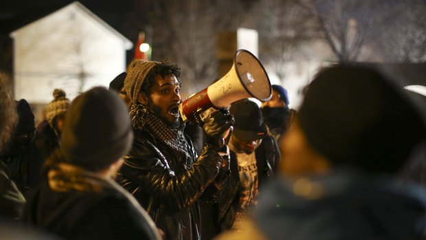 A Black Lives Matter demonstrator in Minneapolis after five protesters were shot. 