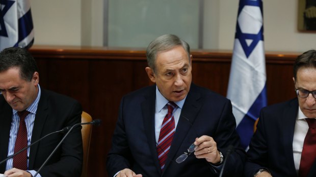 Israeli Prime Minister Benjamin Netanyahu at a cabinet meeting in Jerusalem.