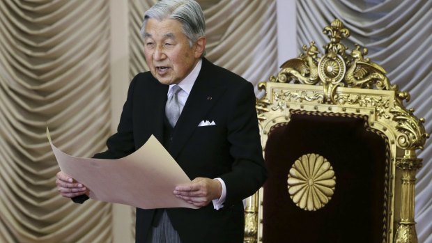 Emperor Akihito formally opening a session of Japan's parliament earlier this month.