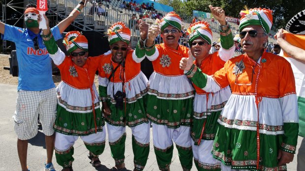 Indian fans during the match against Ireland at Sedden Park in Hamilton on Tuesday.