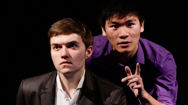 Drama students Daniel Full (L) and Adrian Sit started HSC drama exams this week.