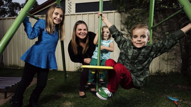 Kim Mortimer with her children (from left) Chelsea, 8, Ellie, 2 and Lucas, 6.