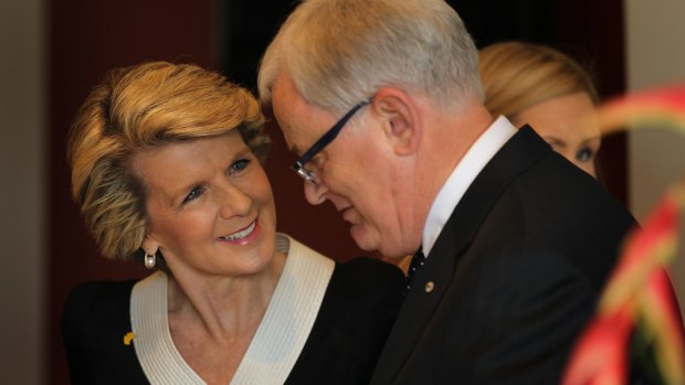 Foreign Affairs Minister Julie Bishop with Trade Minister Andrew Robb. Mr Robb will accompany Ms Bishop to global climate talks in Peru.