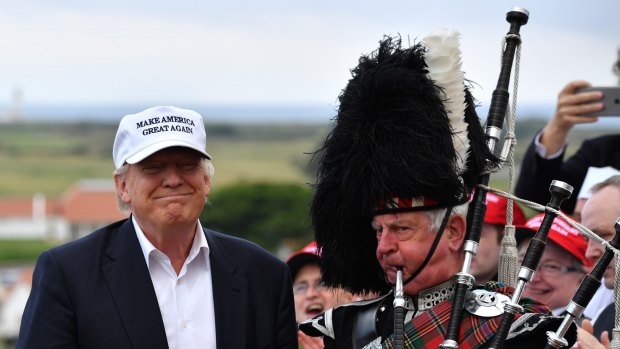 Donald Trump, visiting his Turnberry golf resort in Scotland, hailed the Brexit result.