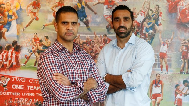 Mates: Michael O'Loughlin (left) and Adam Goodes.