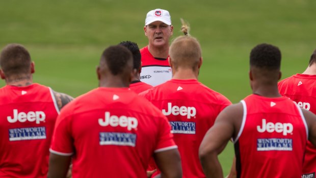 Searching for consistency: Dragons coach Paul McGregor training at WIN Stadium. 