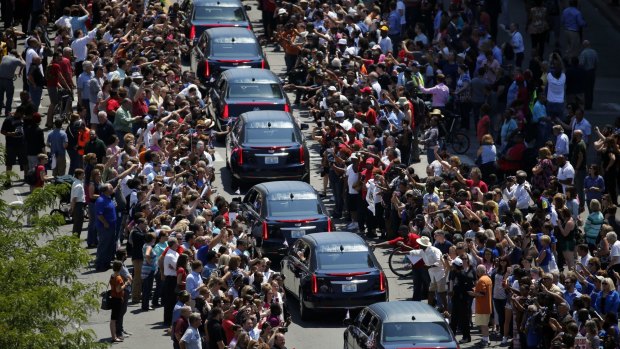 Muhammad Ali's funeral procession in Louisville, Kentucky. 