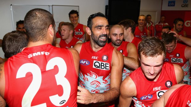 Celebration: Adam Goodes.