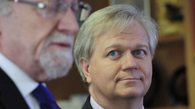 Professor Brian Schmidt (with ANU chancellor Professor Gareth Evans) will be the ANU's 12th vice-chancellor.