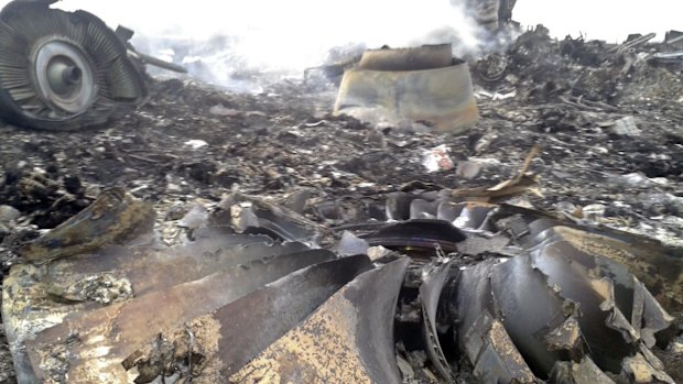 The site of a Malaysia Airlines Boeing 777 plane crash