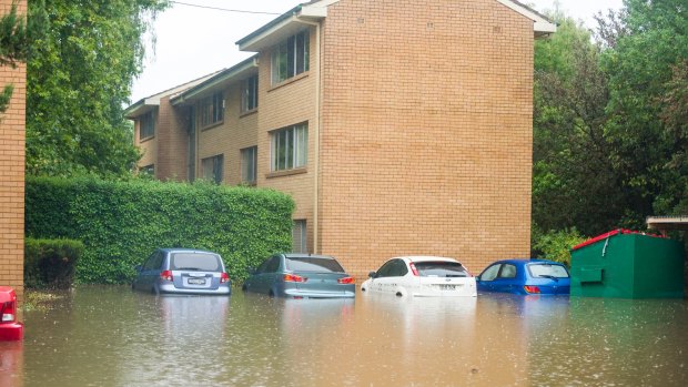 Flooding at an apartment block in O'Connor.