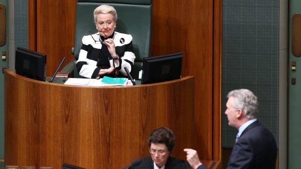Manager of opposition business Tony Burke speaks to his motion of dissent against the Speaker Bronwyn Bishop during question time on June 1. 