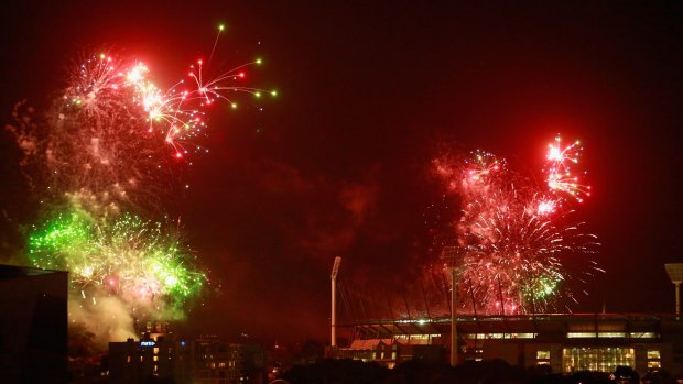 Fireworks over the MCG on December 31, 2014.  