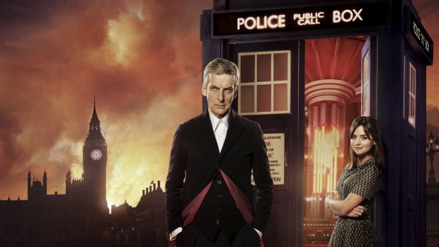 Peter Capaldi and Jenna Coleman as Doctor Who and his latest travelling companion, Cara.