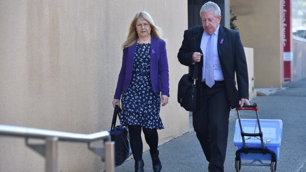 Faye and Mark Leveson arrive at the NSW Coroner's Court for the resumption of the inquest into the death of their son Matthew.