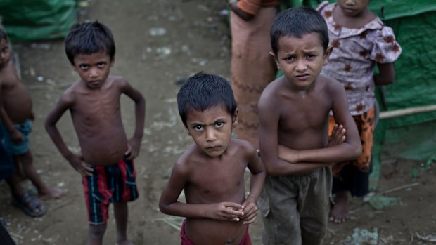 Rohingya children at a refugee camp in Rakhine state in 2014.