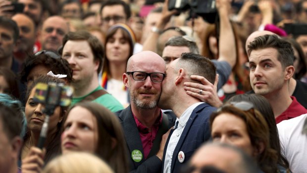 Following their conscience: Emotions flow in Dublin as Ireland votes in favour of allowing same-sex marriage.