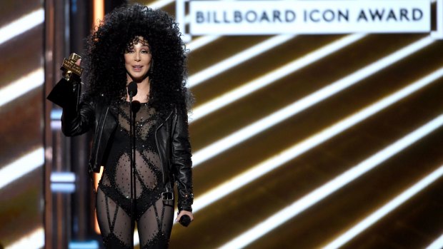 Cher accepts the Billboard Icon on Sunday in Las Vegas.