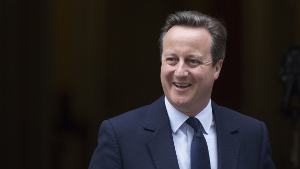 British PM David Cameron leaving 10 Downing Street in London on Monday. 