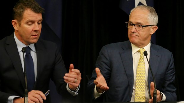 NSW Premier Mike Baird and Prime Minister Malcolm Turnbull address the media at the last COAG meeting in December.