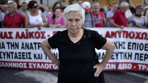Pensioners protest austerity in Athens. 