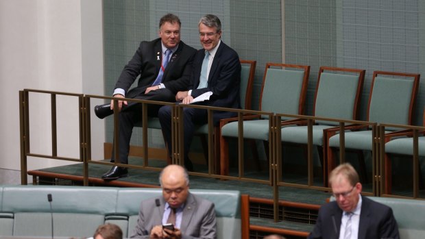 Senator Rod Culleton with shadow attorney-general Mark Dreyfus during question time on Thursday.