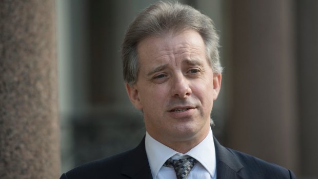 Former MI6 agent Christopher Steele speaks after emerging from hiding in March 2017.