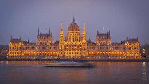 The much-photographed Hungarian Parliament Buildings in Budapest.
