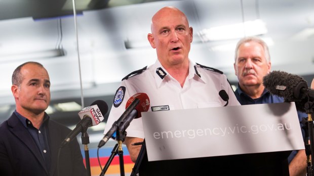 Acting Premier James Merlino, Emergency Management Victoria commissioner Craig Lapsley and Ambulance Victoria commander Paul Holman provide an update on the heat and fire risk