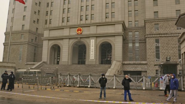 No.2 Intermediate Court in Beijing is cordoned off by police.
