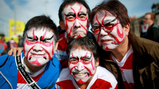 Japan fans before the Rugby World Cup match at the Kingsholm Stadium, Gloucester, in 2015. 