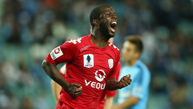 Handful of success stories: Adelaide United's Bruce Djite is one of the few Australians with African heritage to play for the Socceroos.