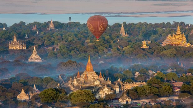 Bagan, Myanmar. Climbing the religious pagodas is a major draw to the famous temple landscape, which is expected to be listed as UNESCO World Heritage in 2019.