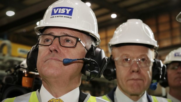 Prime Minister Malcolm Turnbull  with Visy executive chairman Anthony Pratt at a Visy plant near Tumut. Visy and Amcor are Abbe Corrugated's main competitors. 
