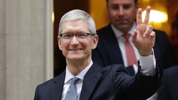Tim Cook, 56, receives annual payouts from a giant stock award he got after succeeding Steve Jobs in 2011.