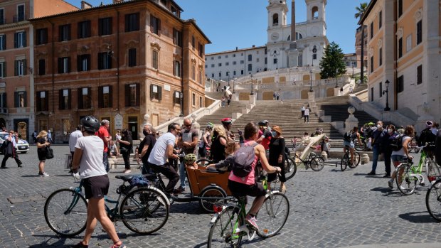 The Piazza di Spagna in Rome as lockdowns lift.