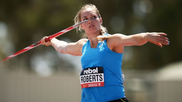 Kelsey-Lee Roberts of ACT competes in the Women's Javelin Throw.
