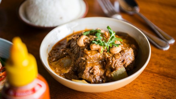 Slow-cooked beef massaman curry.