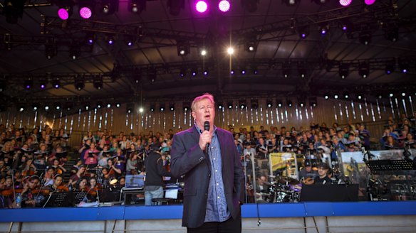Denis Walter at the Carols by Candlelight rehearsal at the Sidney Myer Music Bowl.